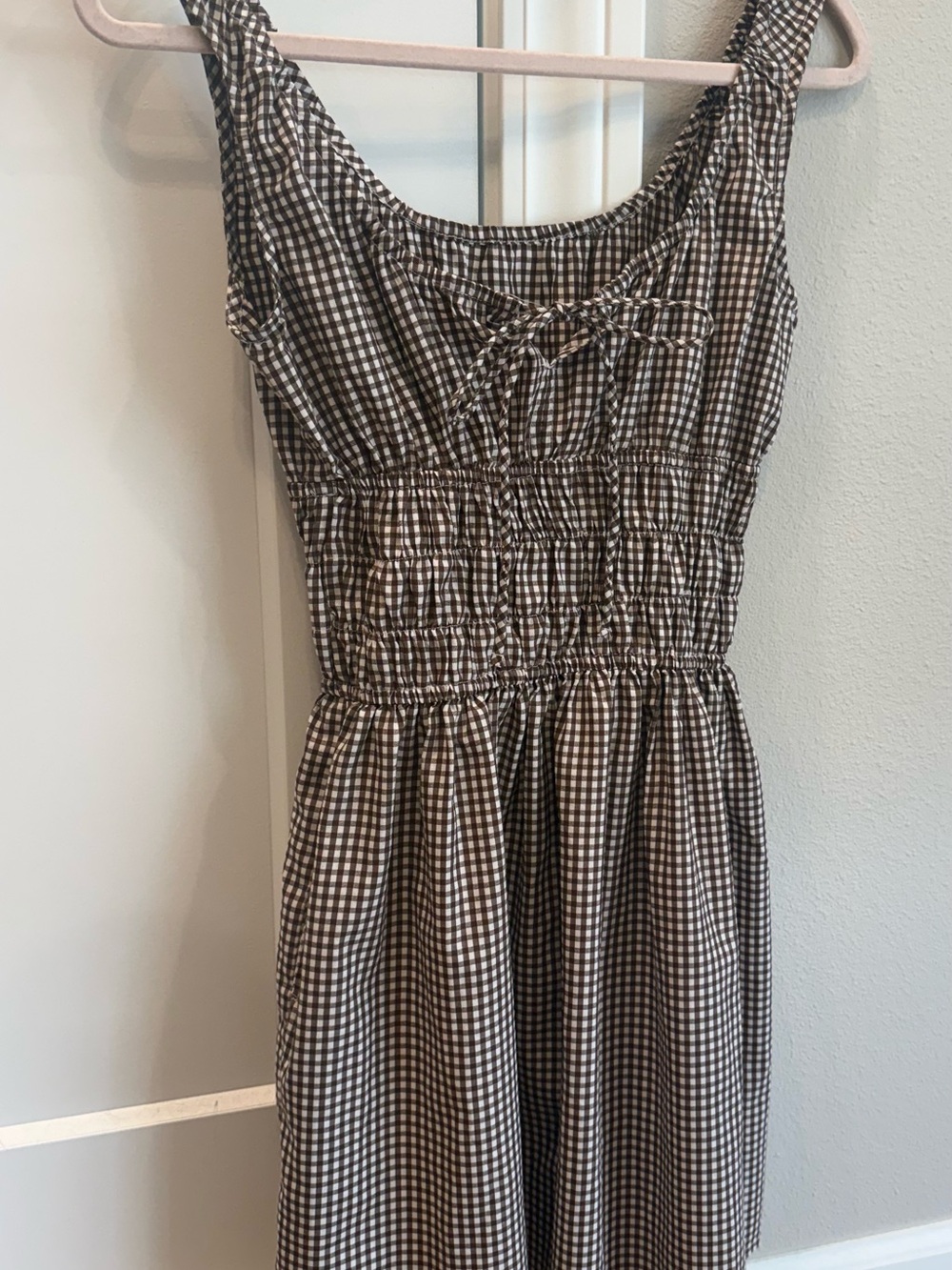 Gingham Brown Mini Dress Small